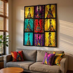 Colorful Silhouette Tapestry Wall Art